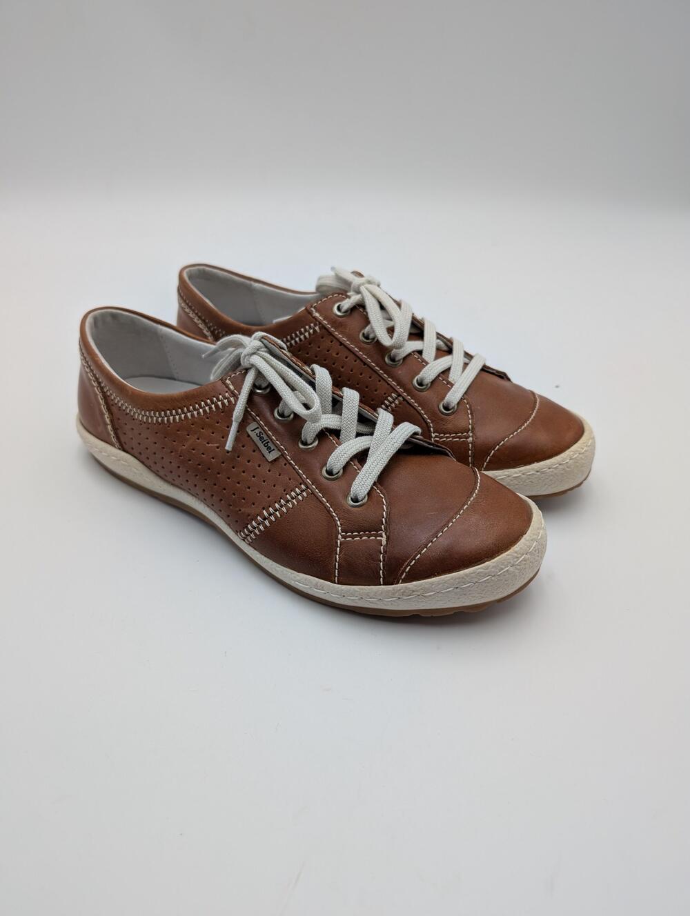 Josef Seibel Shoes Womens Size 5.5 Brown Leather Comfort Sneaker EU 36 Casual